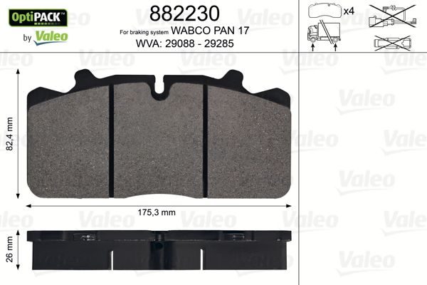 Гальмівні колодки дискові VALEO 882230 - zapix