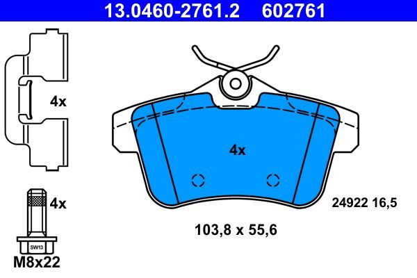 Гальмівні колодки дискові ATE 13046027612 - zapix