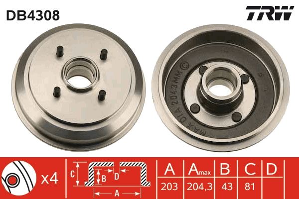 Гальмівний барабан TRW DB4308 - zapix