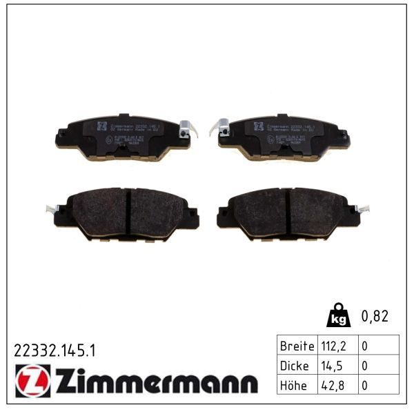 Гальмівні колодки дискові ZIMMERMANN 223321451 - zapix