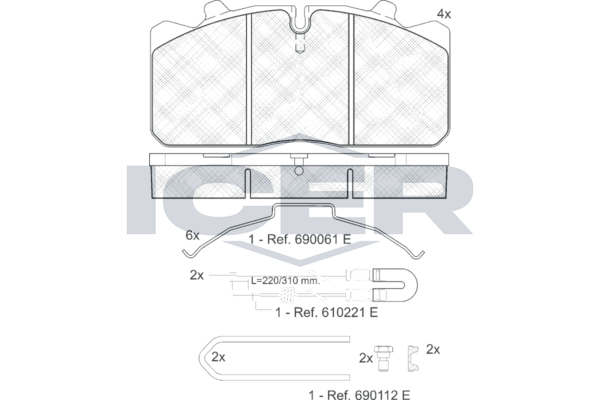 Гальмівні колодки дискові ICER 151253113 - zapix