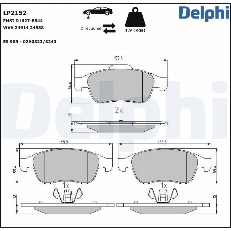 Гальмівні колодки дискові DELPHI LP2152 - zapix