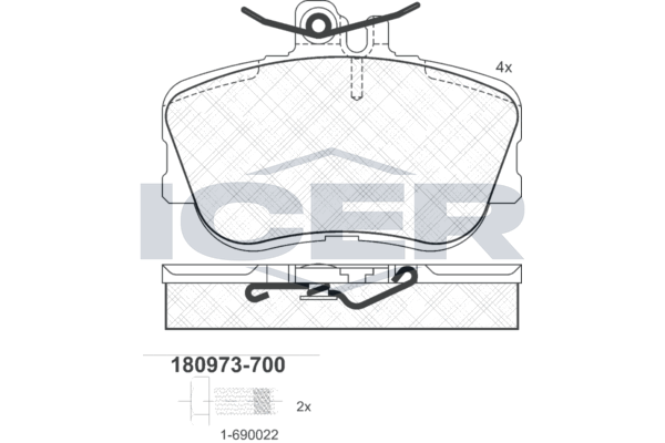 Гальмівні колодки дискові ICER 180973700 - zapix