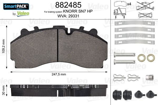 Гальмівні колодки дискові VALEO 882485 - zapix