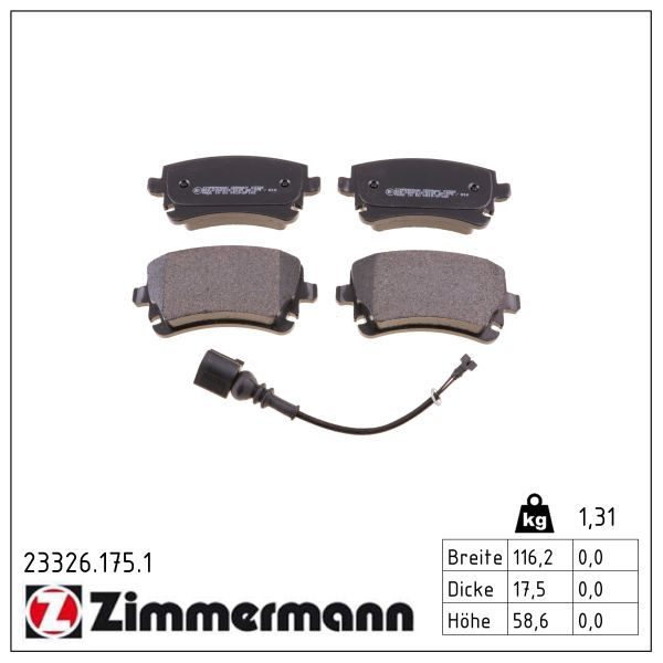Гальмівні колодки дискові ZIMMERMANN 233261751 - zapix
