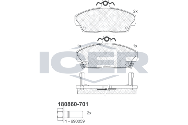 Гальмівні колодки дискові ICER 180860701 - zapix