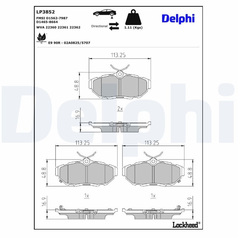 Гальмівні колодки дискові DELPHI LP3852 - zapix