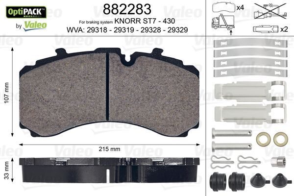 Гальмівні колодки дискові VALEO 882283 - zapix