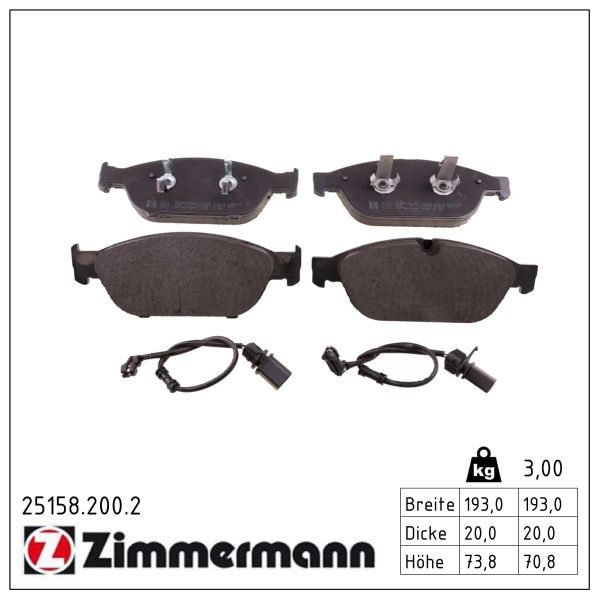 Гальмівні колодки дискові ZIMMERMANN 251582002 - zapix