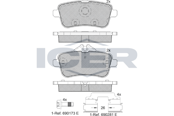 Гальмівні колодки дискові ICER 182072066 - zapix