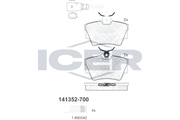 Гальмівні колодки дискові ICER 141352700 - zapix