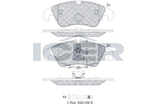 Гальмівні колодки дискові ICER 181862203 - zapix