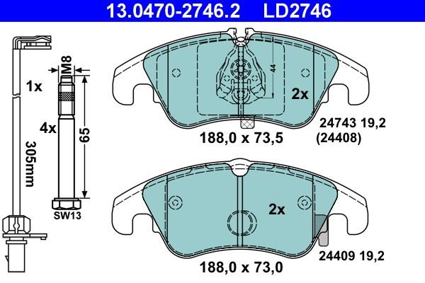 Гальмівні колодки дискові ATE 13047027462 - zapix