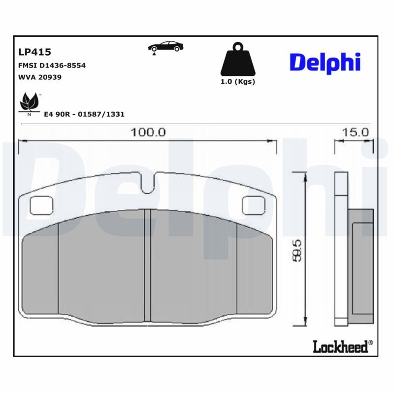 Гальмівні колодки дискові DELPHI LP415