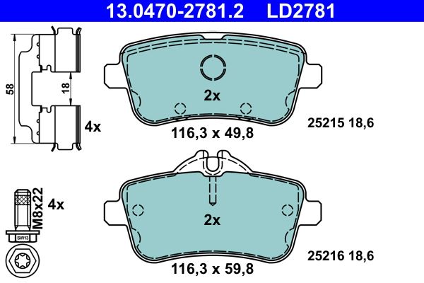 Гальмівні колодки дискові ATE 13047027812 - zapix