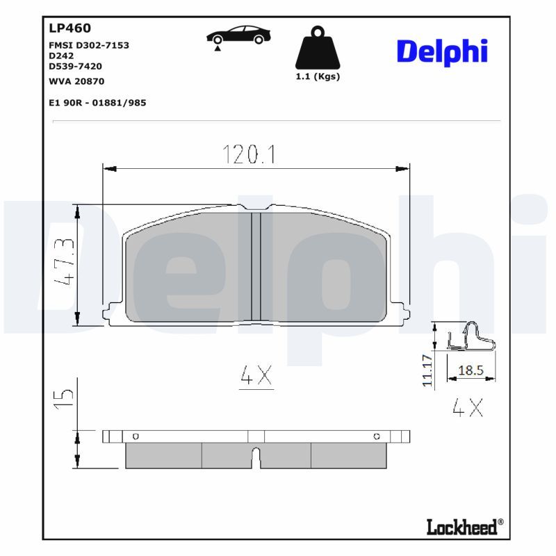 Тормозные колодки дисковые DELPHI LP460