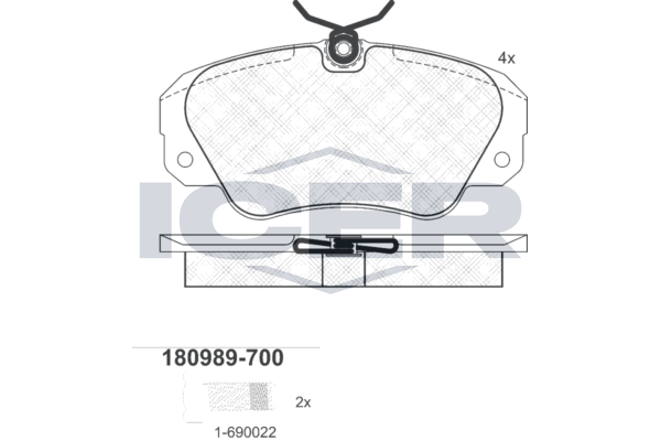 Гальмівні колодки дискові ICER 180989700 - zapix
