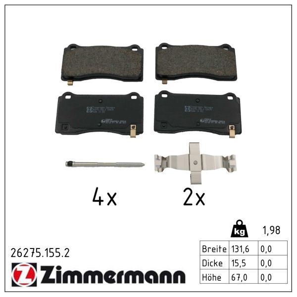 Гальмівні колодки дискові ZIMMERMANN 262751552 - zapix