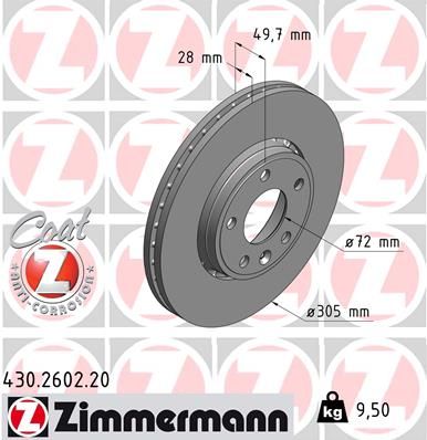 Гальмівний диск ZIMMERMANN 430260220 - zapix