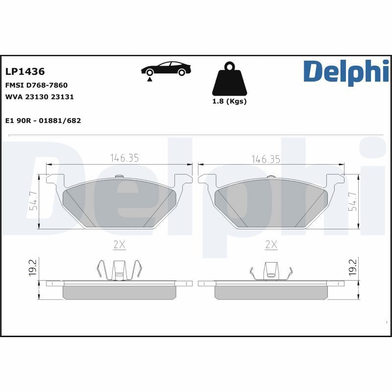 Гальмівні колодки дискові DELPHI LP1436