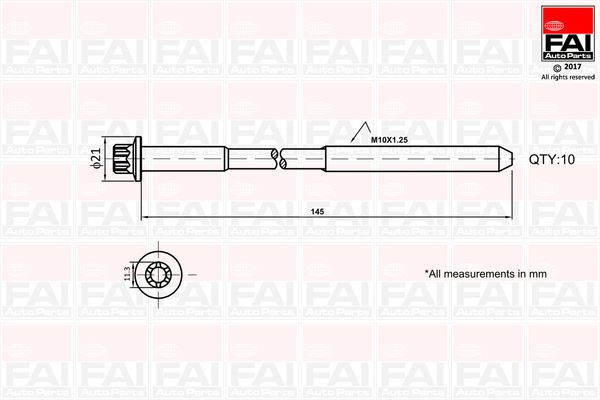 Гвинти голівки циліндра FAI AUTOPARTS B1140 - zapix