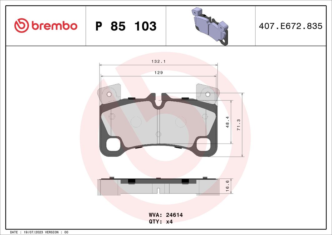 Гальмівні колодки дискові BREMBO P85103 - zapix