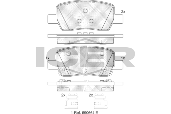 Гальмівні колодки дискові ICER 182442 - zapix