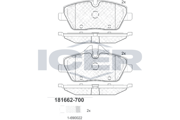 Гальмівні колодки дискові ICER 181662700 - zapix