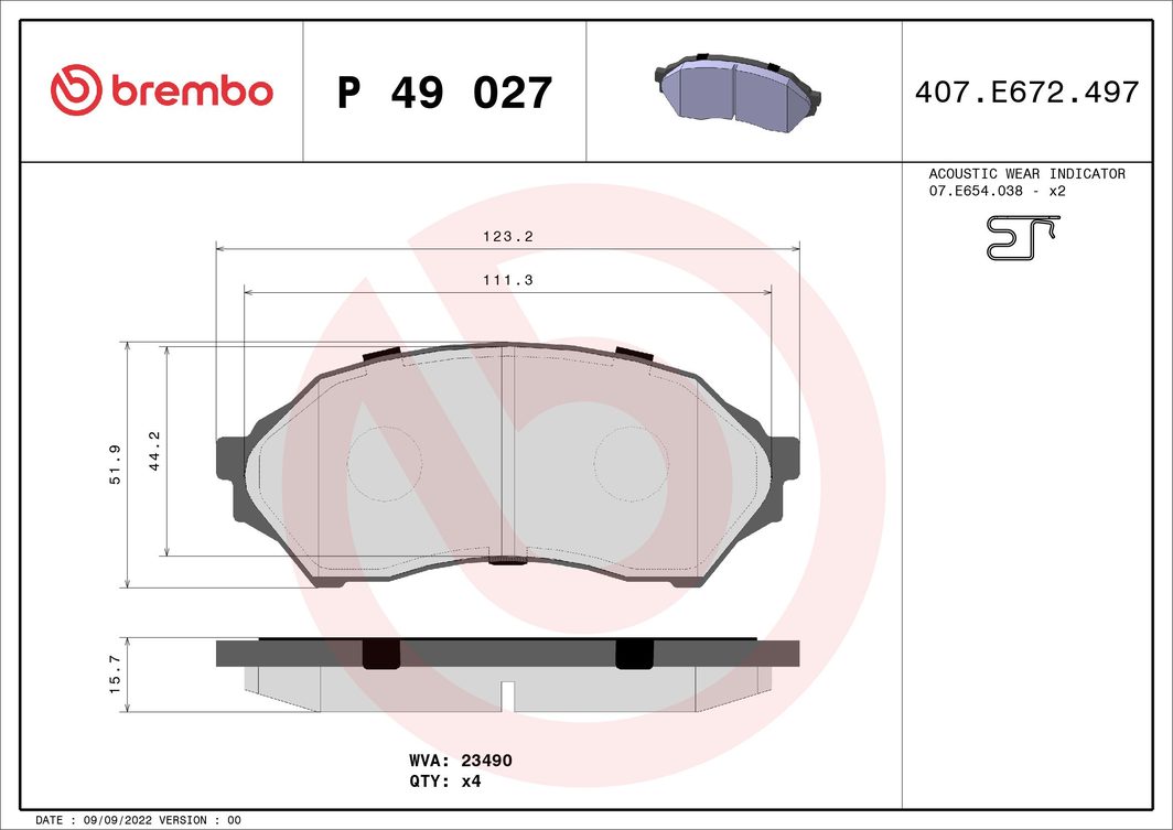 Гальмівні колодки дискові BREMBO P49027 - zapix