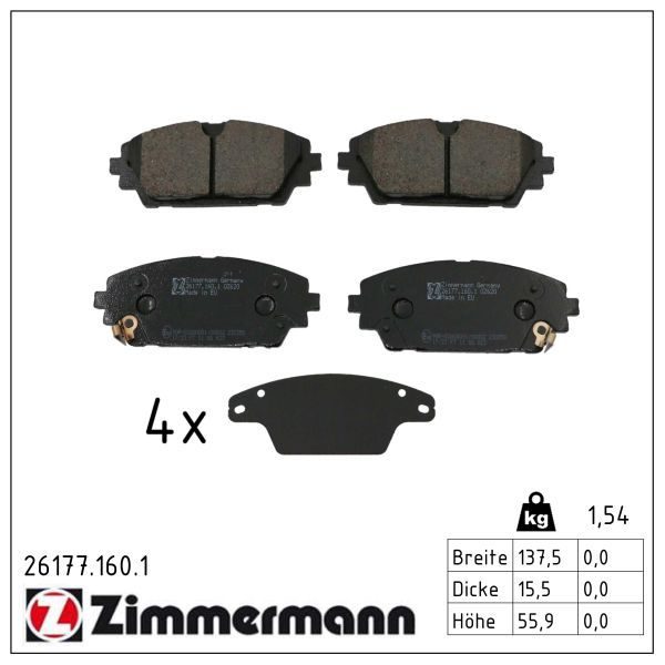 Гальмівні колодки дискові ZIMMERMANN 261771601 - zapix