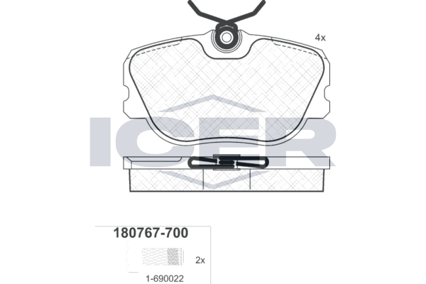 Гальмівні колодки дискові ICER 180767700 - zapix