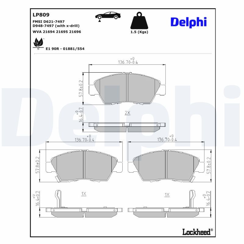 Гальмівні колодки дискові DELPHI LP809 - zapix