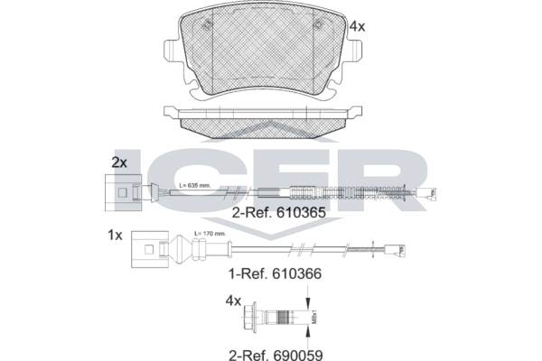 Гальмівні колодки дискові ICER 181674208 - zapix