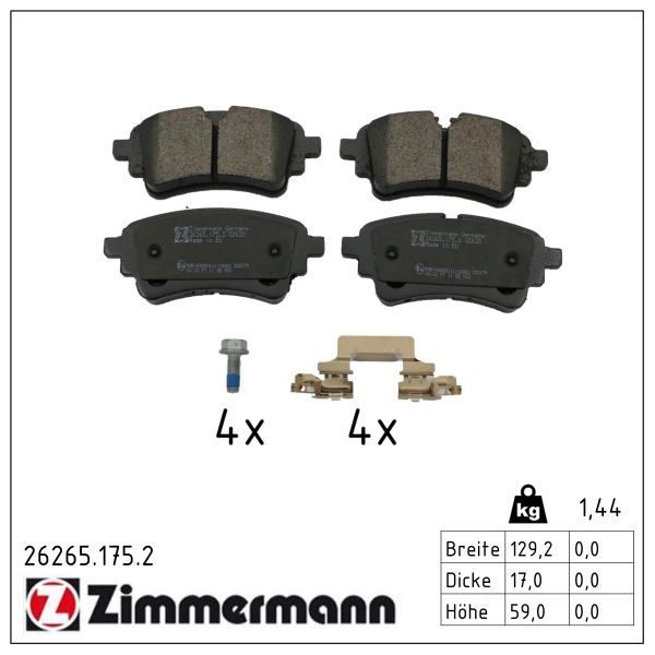 Гальмівні колодки дискові ZIMMERMANN 262651752 - zapix