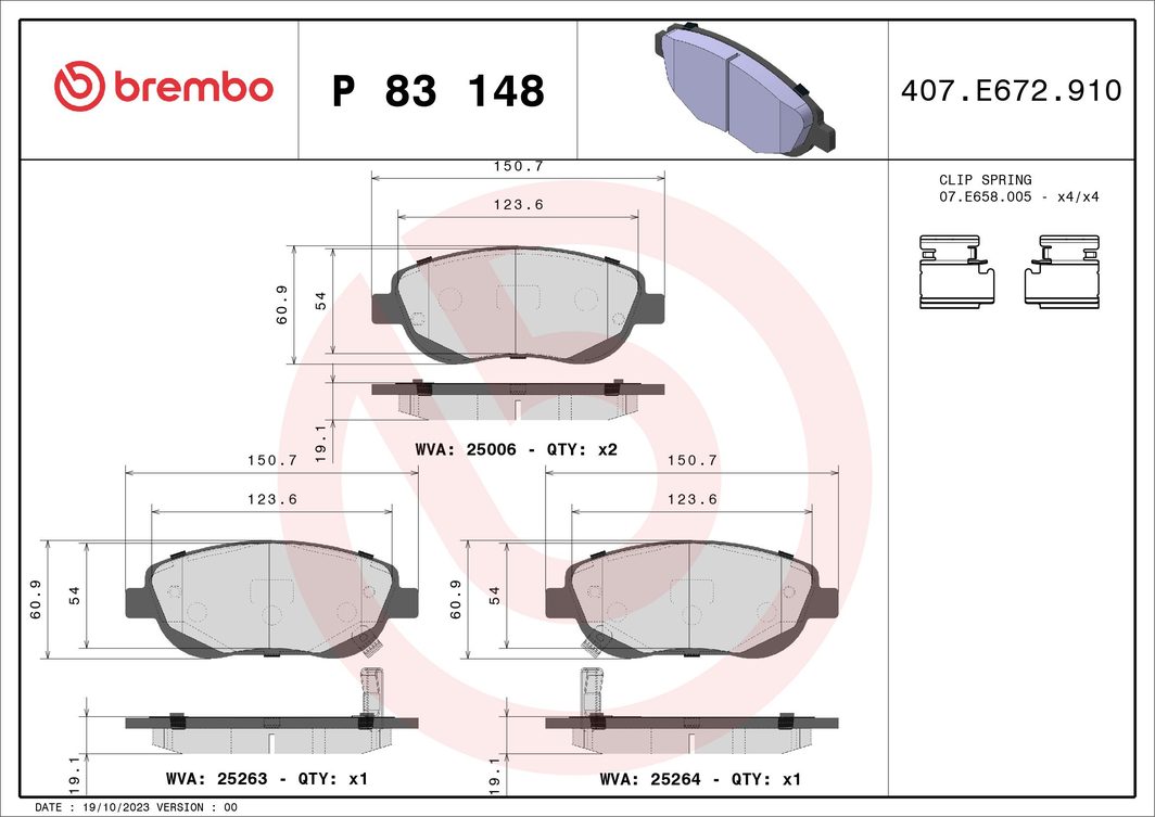 Гальмівні колодки дискові BREMBO P83148 - zapix