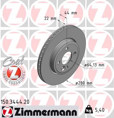 Гальмівний диск ZIMMERMANN 150344420 - zapix