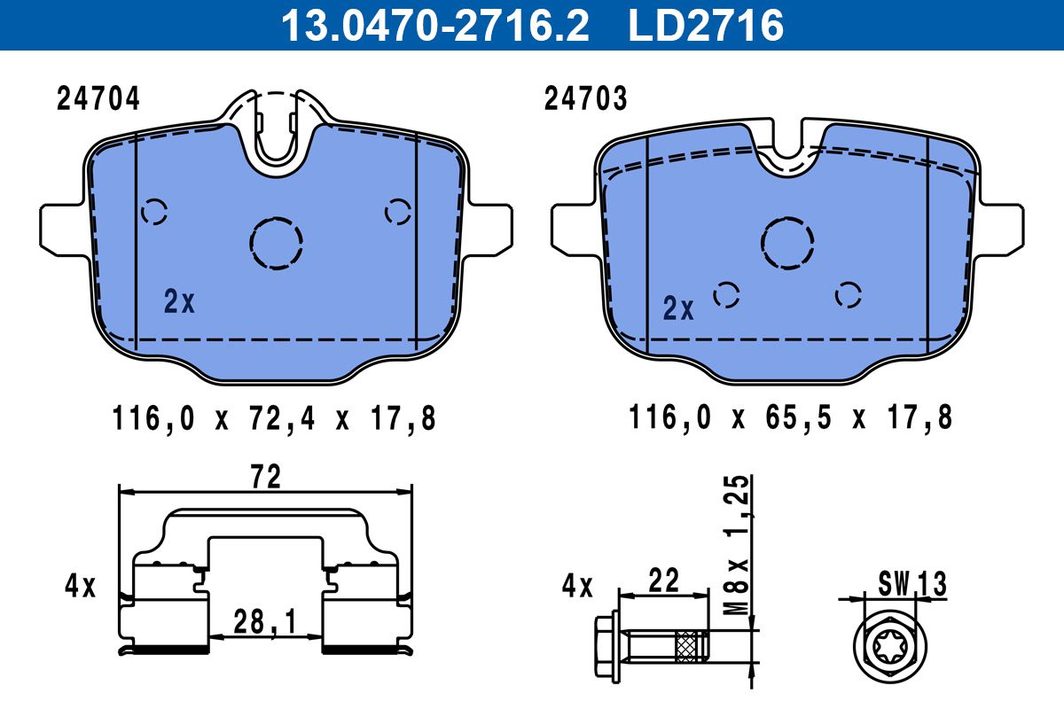 Гальмівні колодки дискові ATE 13047027162 - zapix