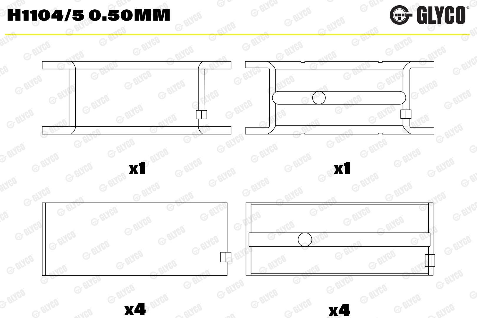 Вкладиші корінні GLYCO H11045050MM - zapix