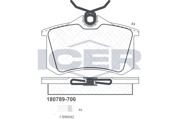 Гальмівні колодки дискові ICER 180789700 - zapix