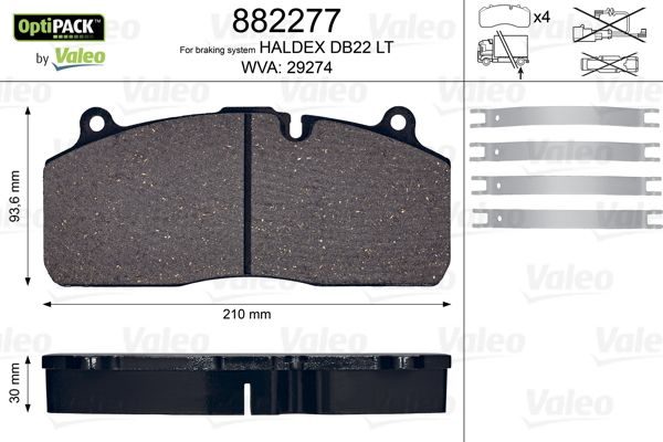 Гальмівні колодки дискові VALEO 882277 - zapix