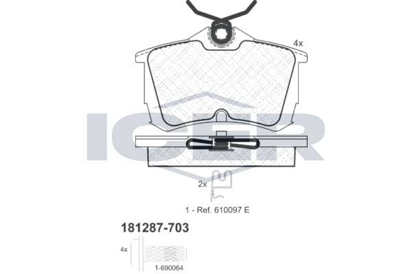 Гальмівні колодки дискові ICER 181287703 - zapix
