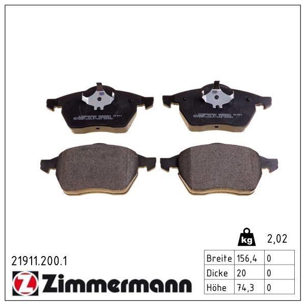Гальмівні колодки дискові ZIMMERMANN 219112001 - zapix