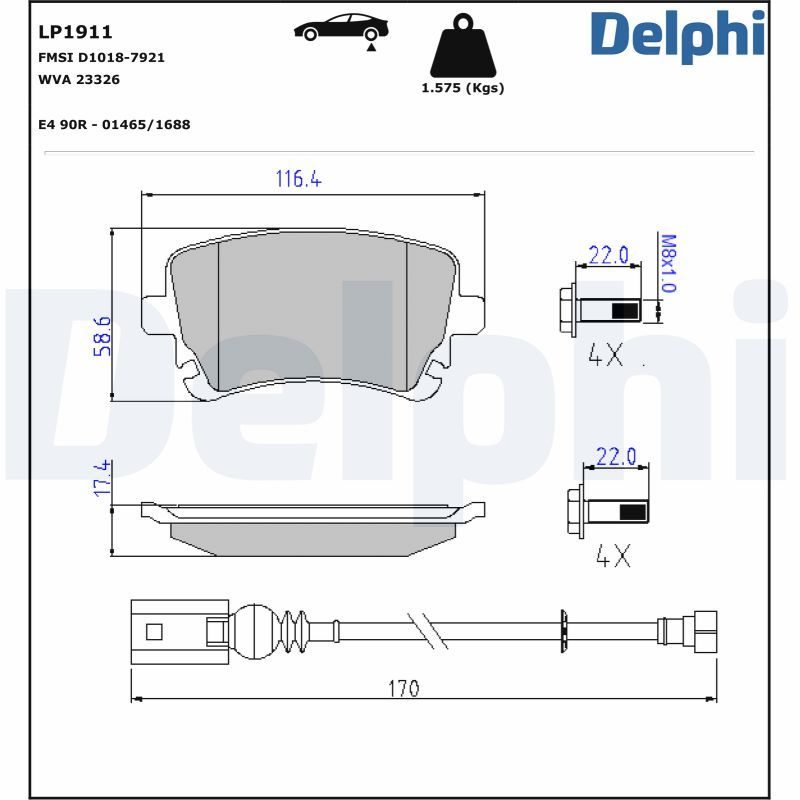 Гальмівні колодки дискові DELPHI LP1911