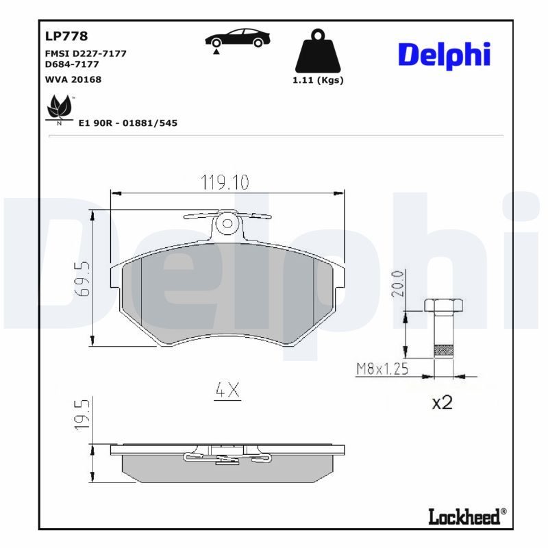 Гальмівні колодки дискові DELPHI LP778 - zapix