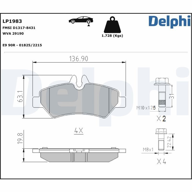 Гальмівні колодки дискові DELPHI LP1983