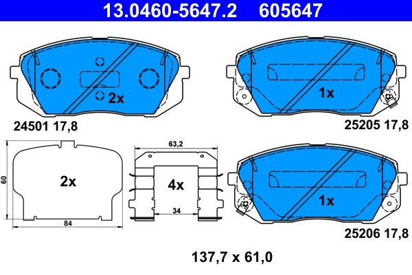 Гальмівні колодки дискові ATE 13046056472 - zapix