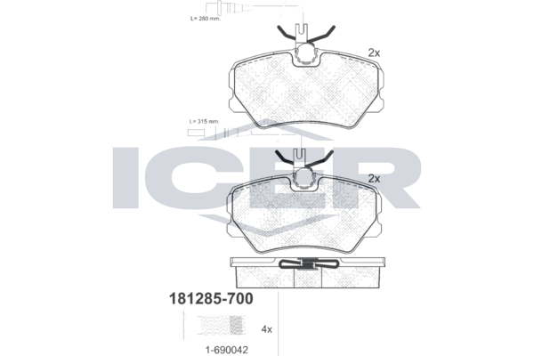 Гальмівні колодки дискові ICER 181285700 - zapix