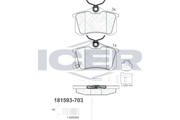 Гальмівні колодки дискові ICER 181593703 - zapix