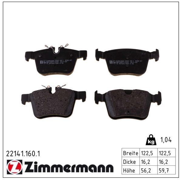Гальмівні колодки дискові ZIMMERMANN 221411601 - zapix