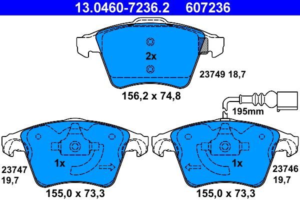 Гальмівні колодки дискові ATE 13046072362 - zapix